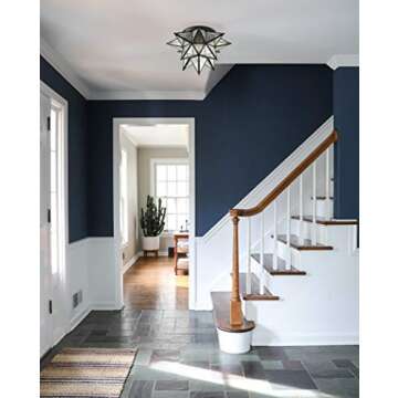 JEENKAE Boho Moroccan Moravian Star Flush Mount Ceiling Light Black, Seeded Glass Shade, 15-inch