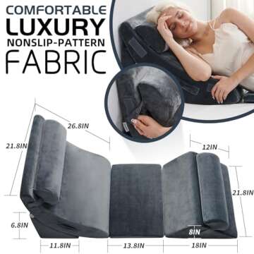 Qirroboni 6PCS Orthopedic Bed Wedge Pillow Set, Adjustable Pillows for Neck Back and Leg Pain Relief Comfortable & Post Surgery Foam- Heartburn Anti Snoring Acid Reflux & GERD Sleeping