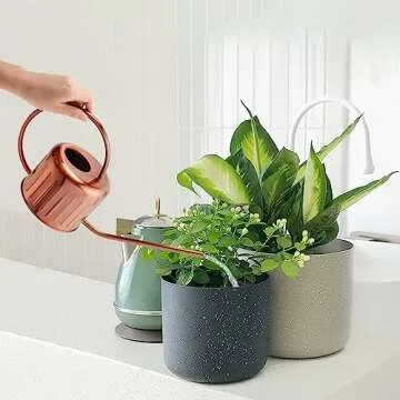 BLstyle 34oz Copper Watering Can-Small Watering Can for House Plants, Metal Watering Can with Long Spout, Indoor and Outdoor Watering Can, Flower Watering Can, Plant Watering can, Bonsai Watering can