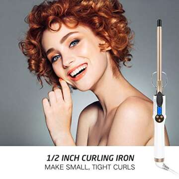 Hoson 1/2 Inch Curling Iron Professional, Ceramic Tourmaline Curl Wand Barrel, Hair Curler Iron for ...
