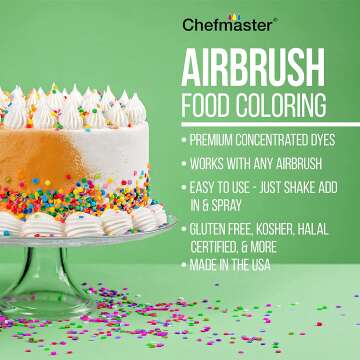 Airbrush Cake Color Set - 12 Vibrant Colors, 20ml