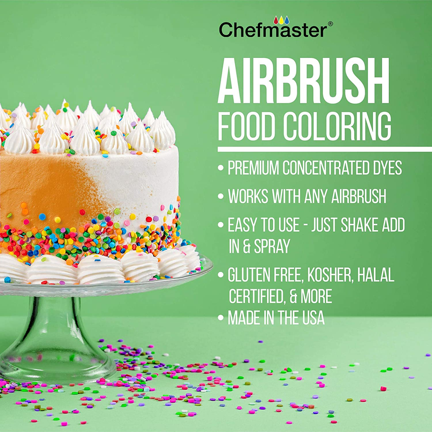 Airbrush Cake Color Set - 12 Vibrant Colors, 20ml