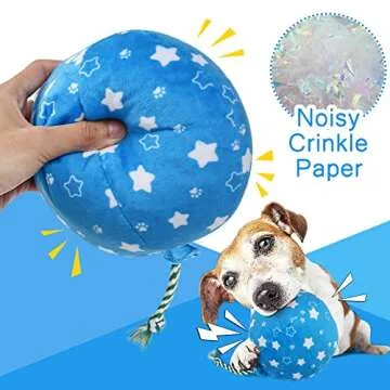 PrimePets Dog Birthday Toys, 3 Pack, Crinkle Squeaky Dog Toys Set, Pet Toys for Small Medium Large Dogs, Stuffed Puppy Chew Toys, Dog Gift Toys