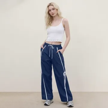 Yeokou Women’S High-Waisted Wide-Leg Trousers Stylish Y2k Fashion Track Pants