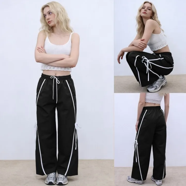 Yeokou Women’S High-Waisted Wide-Leg Trousers Stylish Y2k Fashion Track Pants