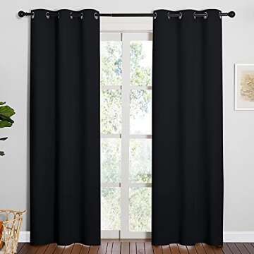 NICETOWN Halloween Thermal Insulated Black Blackout Curtains/Drapes 84 inches Length 2 Panels Set fo...