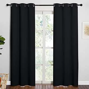 NICETOWN Halloween Thermal Insulated Black Blackout Curtains/Drapes 84 inches Length 2 Panels Set fo...