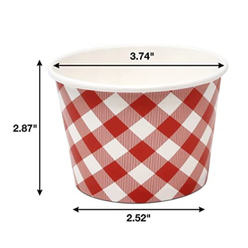 48 Count Red Gingham Ice Cream Snack Cups for Parties