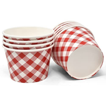 48 Count Red Gingham Ice Cream Snack Cups for Parties