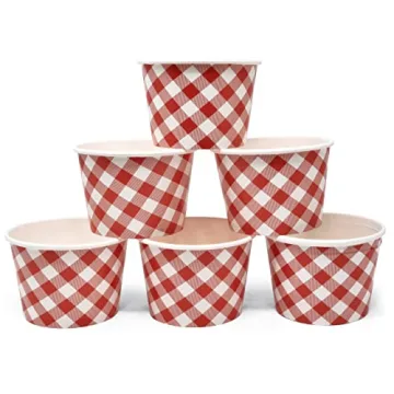 48 Count Red Gingham Ice Cream Snack Cups for Parties