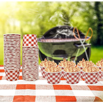 48 Count Red Gingham Ice Cream Snack Cups for Parties