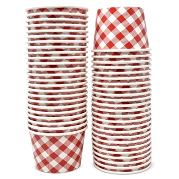 48 Count Red Gingham Ice Cream Snack Cups for Parties