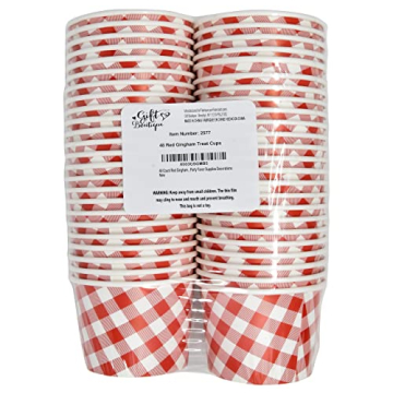 48 Count Red Gingham Ice Cream Snack Cups for Parties