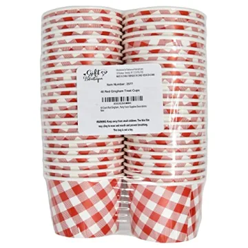 48 Count Red Gingham Ice Cream Snack Cups for Parties