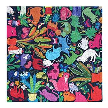 eeBoo: Piece and Love Cats at Work 1000-piece Square Adult Jigsaw Puzzle, Jigsaw Puzzle for Adults a...