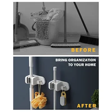 BEZOX Mop Holder - Drill-Free Wall Mount Organizer