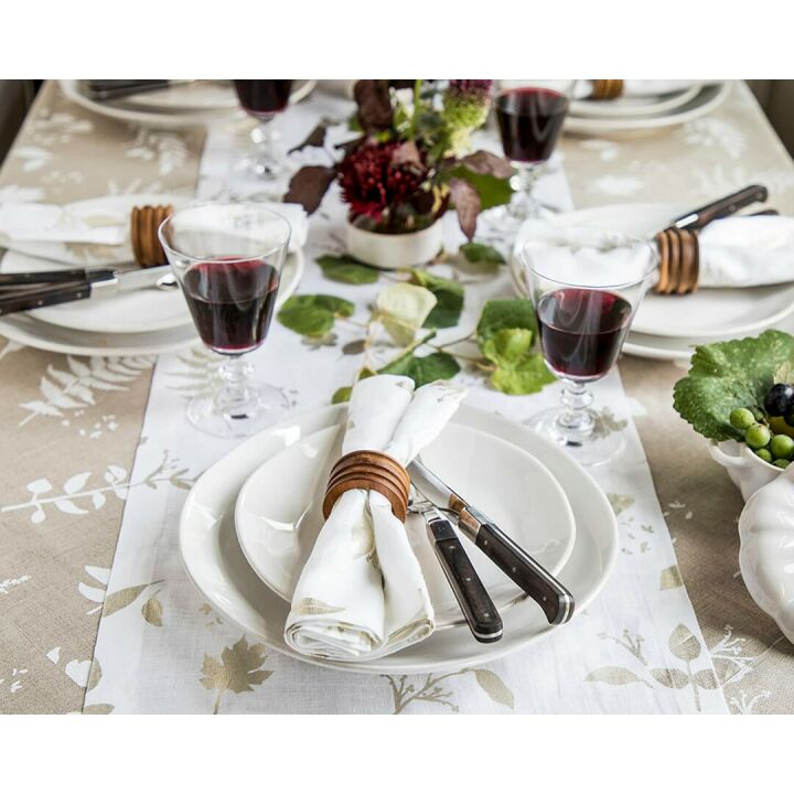 Botanical Leaves Linen Dinner Napkins Set of 4