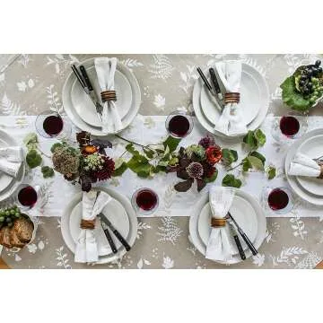 Botanical Leaves Linen Dinner Napkins Set of 4