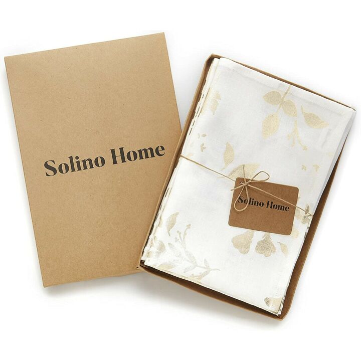 Botanical Leaves Linen Dinner Napkins Set of 4