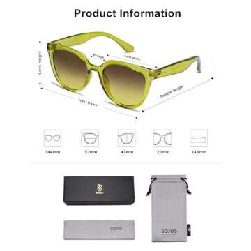 SOJOS Cat Eye Round Polarized Sunglasses for Women
