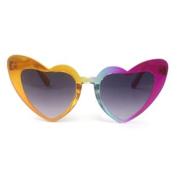 YooThink Love Heart Shaped Sunglasses for Women,Vintage Cat Eye Mod Style Retro Glasses (Colorful)
