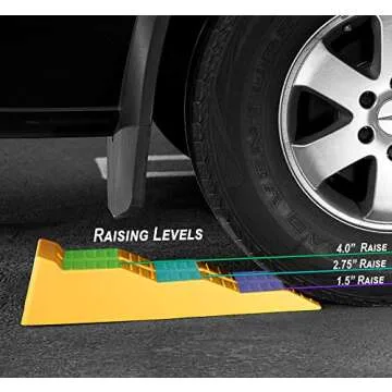 OxGord RV Leveling Ramps - Camper or Trailer Leveler/Wheel Chocks for Stabilizing Uneven Ground and Parking - Set of 2 Blocks, Yellow