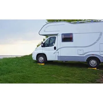 OxGord RV Leveling Ramps - Camper or Trailer Leveler/Wheel Chocks for Stabilizing Uneven Ground and Parking - Set of 2 Blocks, Yellow