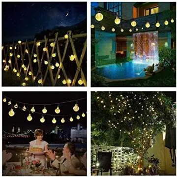 Ussea Solar , 50 LED 24ft 8 Modes Waterproof String Lights Outdoor Fairy Lights Globe Crystal Balls Decorative Lighting for Garden Yard Home Party Wedding Christmas Decoration