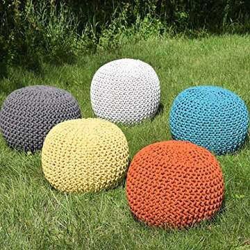 AZK Hand Knitted Cable Style Dori Pouf - Perfect for Home Decor