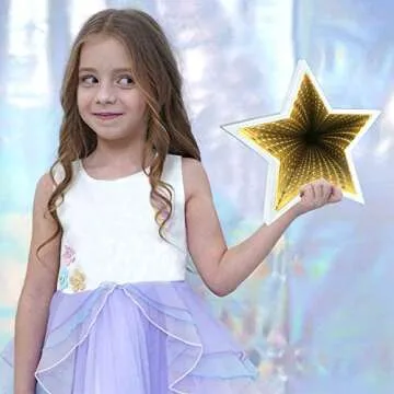 Star Shaped Tunnel Light and Mirror LED Lighting Sensory Party Decor, Star Shaped Home Decor Battery Powered Bedroom Tunnel Light Mirror Use 3D Effect (White)