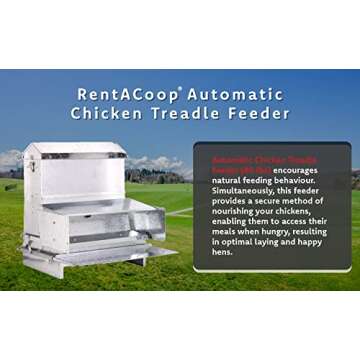 RentACoop Automatic Metal Treadle Feeder - Outdoor Use, Rainproof - Suitable for Chickens, Bantams, ...