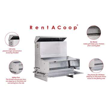 RentACoop Automatic Metal Treadle Feeder - 40lb Capacity