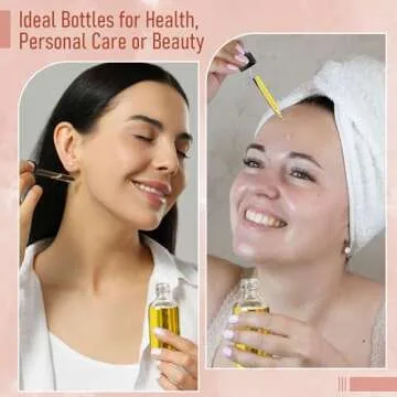 4 Pcs, 2 oz Clear Eye Dropper Bottles with 1 Stainless Steel Funnels & 4 Labels - Black Caps 60ml Thick Glass Tincture Bottles - Leakproof Essential Oils Bottles for Health, Personal Care & Beauty