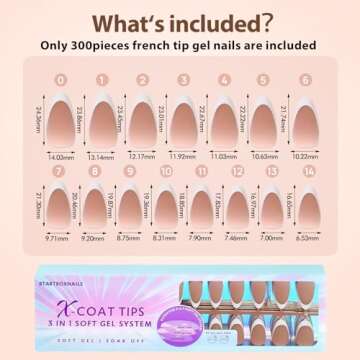 French Tip Gel Nail Tips - BTArtboxnails Modern French Tip Press On Nails Medium, Brown Almond XCOATTIPS Fake Nails, Pre-applied Tip Primer & Base Coat No Need File False Nails for DIY