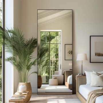 Anpark Black Mirror Full Length 71" x 30" Large Leaning Floor Mirror Bedroom Full Body Dressing Mirr...