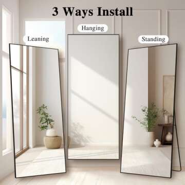 Anpark Black Mirror Full Length 71" x 30" Large Leaning Floor Mirror Bedroom Full Body Dressing Mirror for Wall Living Room Hanging Wall Mounted Mirror for Home Decor