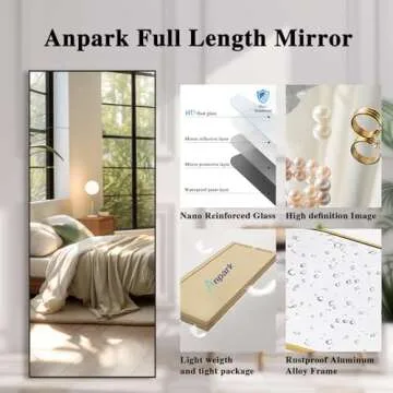 Anpark Black Mirror Full Length 71" x 30" Large Leaning Floor Mirror Bedroom Full Body Dressing Mirror for Wall Living Room Hanging Wall Mounted Mirror for Home Decor