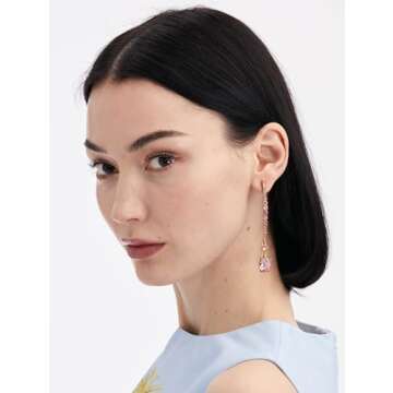 Oscar de la Renta Moon and Oval Drop Earrings in Rose Gold Multi - Elegant Jewelry for Women