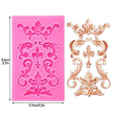 Rainmae Baroque Style Curlicues Scroll Lace Fondant Silicone Mold for Filigree Mold 3D Sculpted Flow...