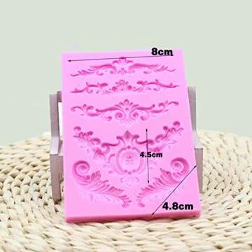 Rainmae Baroque Style Curlicues Scroll Lace Fondant Silicone Mold for Filigree Mold 3D Sculpted Flower Cake Border Decoration, Cupcake Topper, Jewelry, Polymer Clay, Crafting Projects