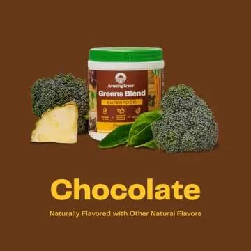 Amazing Grass Greens Superfood Powder: Greens Powder with Digestive Enzymes & Probiotics, Organic Spirulina, Chlorella, and Beet Root Powder, Chocolate, 30 Servings