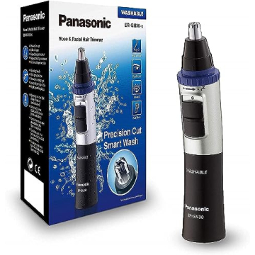 Panasonic ER-GN30-K Nose, Ear n Facial Hair Trimmer Wet/Dry with Vortex Cleaning System, Black