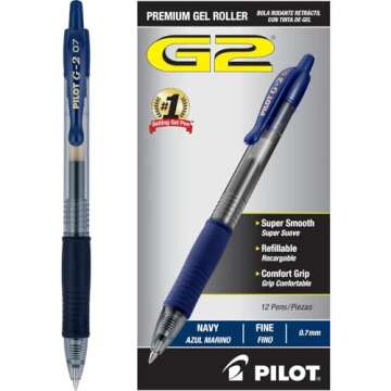 Pilot G2 Premium Gel Pens, Fine Point Navy Blue - Pack of 12