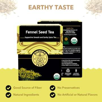Buddha Teas - Organic Fennel Seed Tea - Herbal Tea - For Health & Digestion - USDA Certified - Clean...
