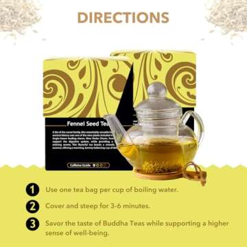 Buddha Teas - Organic Fennel Seed Tea - Herbal Tea - For Health & Digestion - USDA Certified - Clean Ingredients - OU Kosher - 18 Tea Bags (Pack of 1)