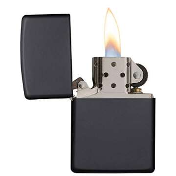Zippo Classic Black Matte Pocket Lighter - Windproof Design