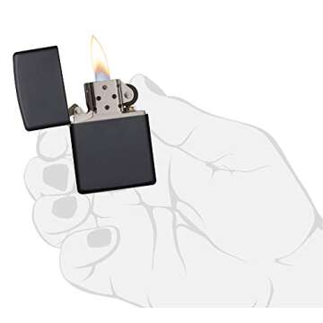Zippo Classic Black Matte Pocket Lighter - Windproof Design