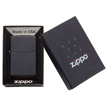 Zippo Classic Black Matte Pocket Lighter - Windproof Design