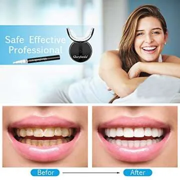 GlorySmile Teeth Whitening Kit with LED Light, 16 Min Non-Sensitive Fast Teeth Whitener with 3 Carbamide Peroxide Teeth Whitening Gel Pens, Helps to Remove All Kinds of Stain