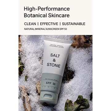 SALT & STONE SPF 50 Natural Mineral Sunscreen Lotion | Made with Non-Nano Zinc Oxide | Broad Spectrum Sun Protection | Water Resistant & Reef Safe | Cruelty-Free & Vegan (3 fl oz)